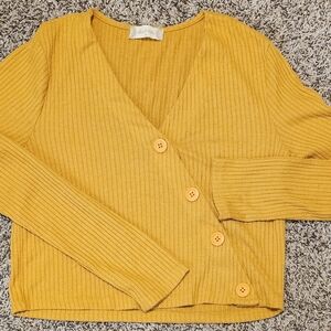 Altar'd State Mustard Ribbed Cardigan